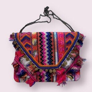 ⭐️ Envelope Tassel Fringe Embroidered Aztec Coin Chic Print Shoulder Bag Purse